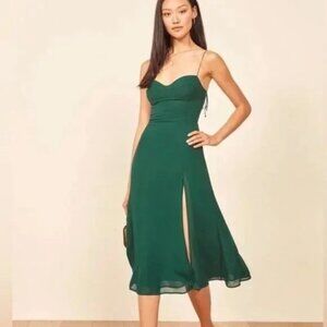 Reformation Juliette midi dress dark green